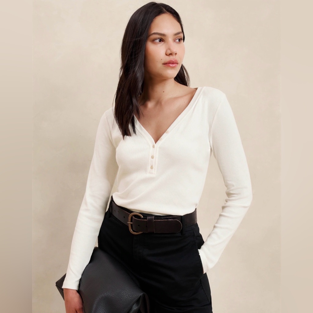 Banana Republic Factory | Nwt Ribbed Henley Top